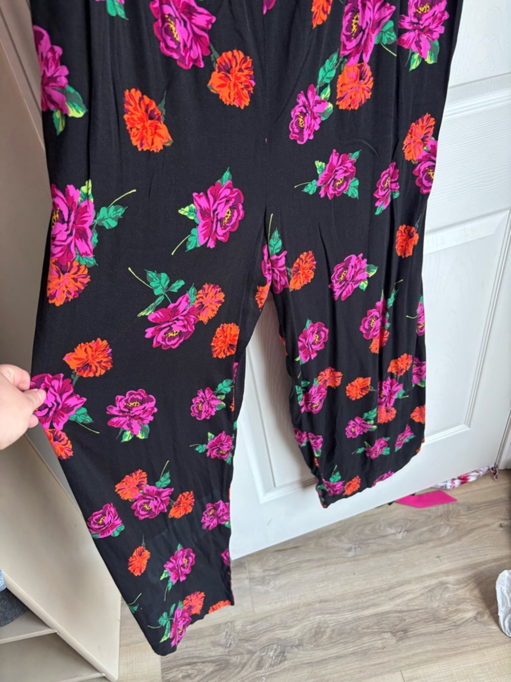 torrid Black Floral Jumpsuit with Pink and Orange Flowers - Picture 3 of 6